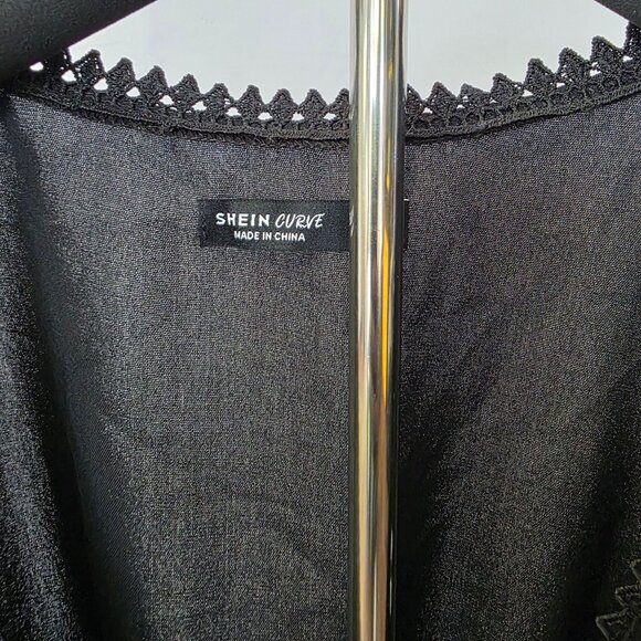 Shein Curve Black V-Neck Tassel Bodysuit Size L - Picture 3 of 8